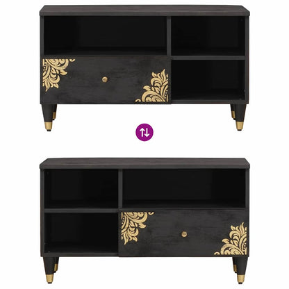 TV-Schränk mit Regal Schwarz 80 x 33 x 46 cm Massivholz Mango