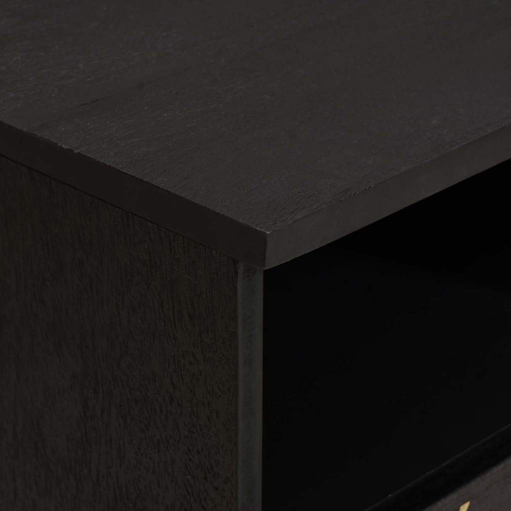 TV-Schränk mit Regal Schwarz 100 x 33 x 46 cm Massivholz Mango