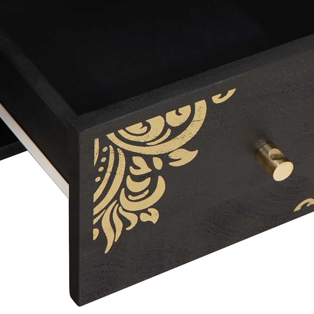 TV-Schränk mit Regal Schwarz 100 x 33 x 46 cm Massivholz Mango