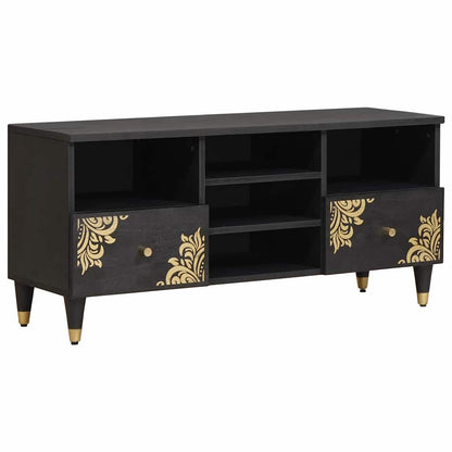 TV-Schränk mit Regal Schwarz 100 x 33 x 46 cm Massivholz Mango
