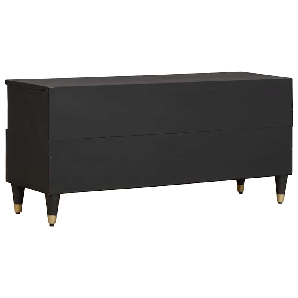 TV-Schränk mit Regal Schwarz 100 x 33 x 46 cm Massivholz Mango