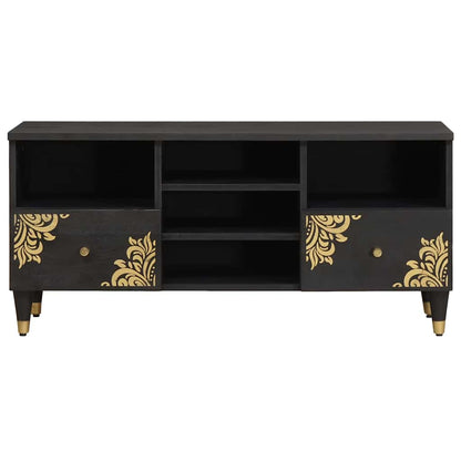 TV-Schränk mit Regal Schwarz 100 x 33 x 46 cm Massivholz Mango