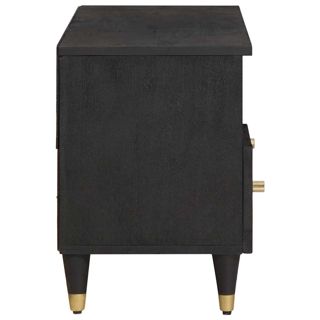 TV-Schränk mit Regal Schwarz 100 x 33 x 46 cm Massivholz Mango