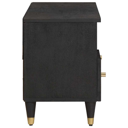 TV-Schränk mit Regal Schwarz 100 x 33 x 46 cm Massivholz Mango