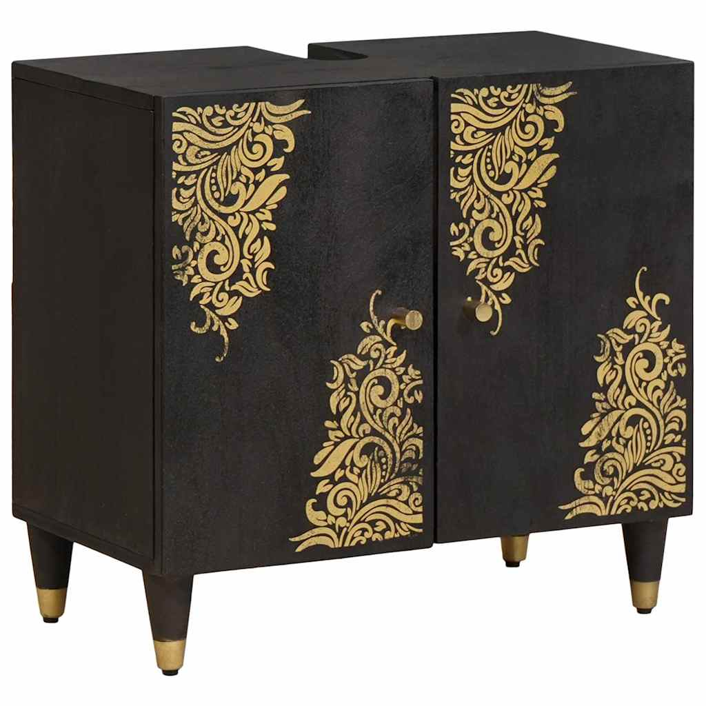 Waschbeckenunterschrank mit Speicher Schwarz 62 x 33 x 58 cm