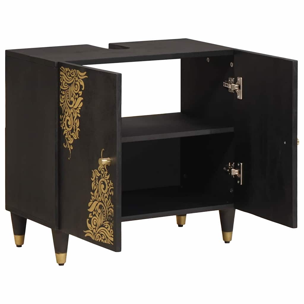 Waschbeckenunterschrank mit Speicher Schwarz 62 x 33 x 58 cm