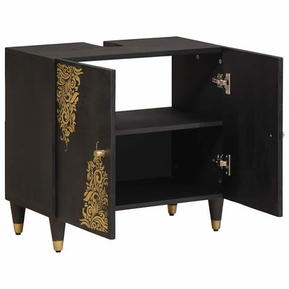 Waschbeckenunterschrank mit Speicher Schwarz 62 x 33 x 58 cm