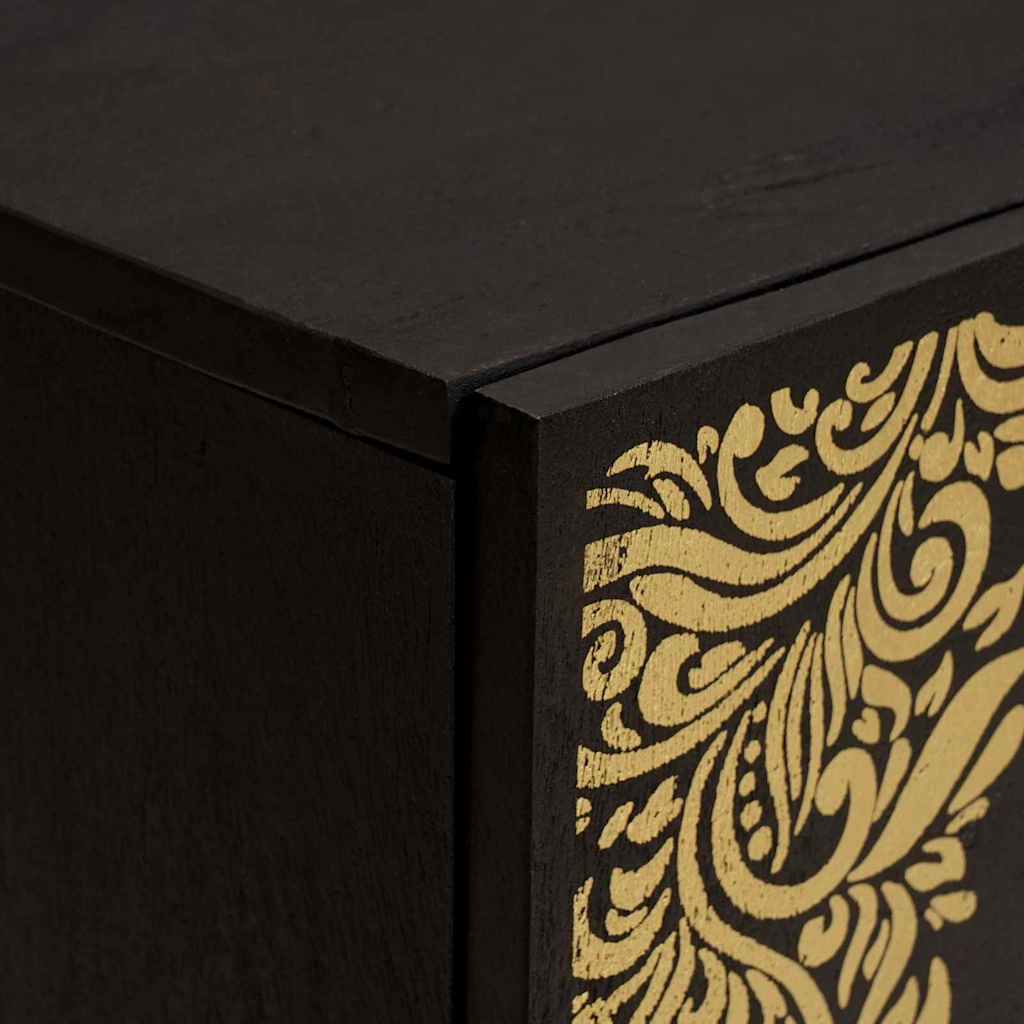 Wandschrank mit Tür Schwarz 38 x 33 x 48 cm Massivholz Mango