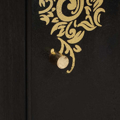 Wandschrank mit Tür Schwarz 38 x 33 x 48 cm Massivholz Mango