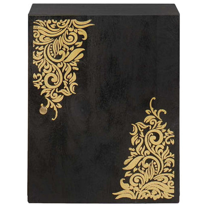 Wandschrank mit Tür Schwarz 38 x 33 x 48 cm Massivholz Mango