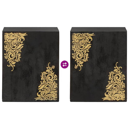 Wandschrank mit Tür Schwarz 38 x 33 x 48 cm Massivholz Mango