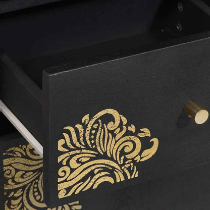 Sideboard Schwarz 38 x 33 x 160 cm Massivholz Mango