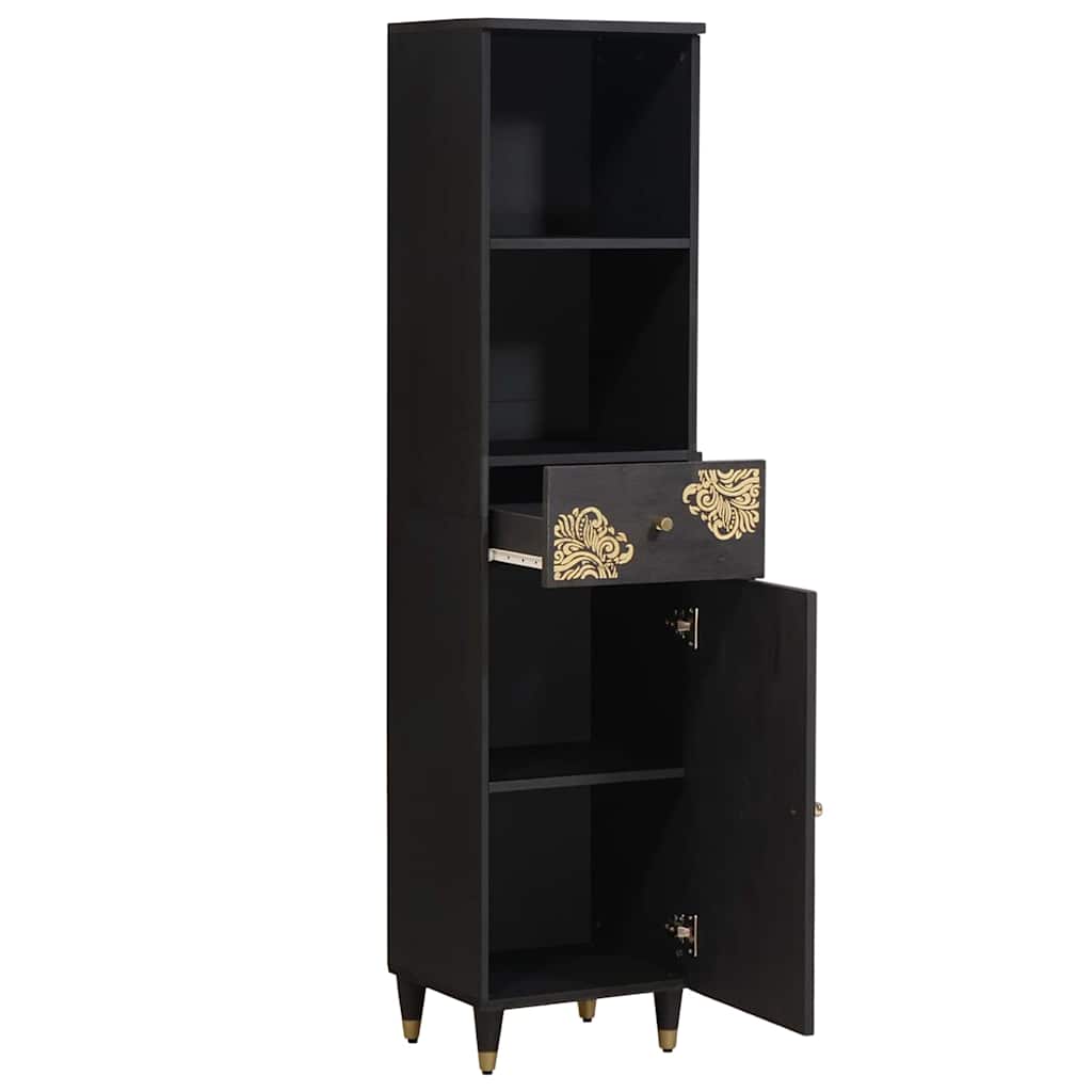 Sideboard Schwarz 38 x 33 x 160 cm Massivholz Mango