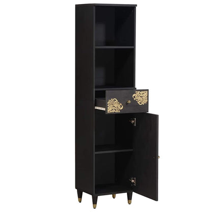Sideboard Schwarz 38 x 33 x 160 cm Massivholz Mango