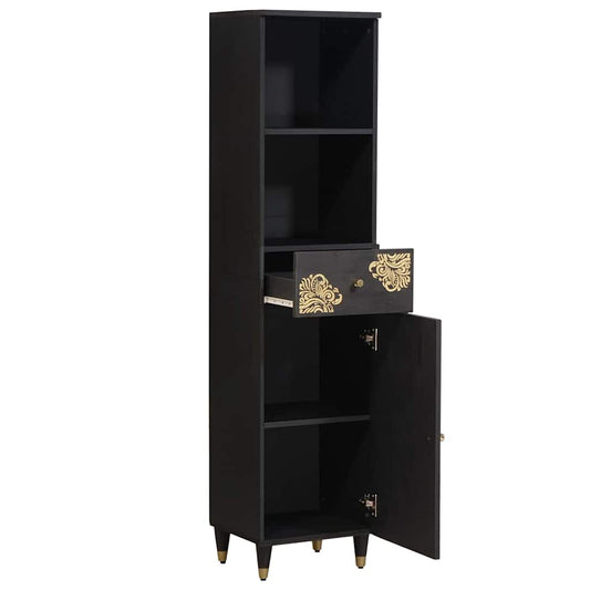 Sideboard Schwarz 38 x 33 x 160 cm Massivholz Mango