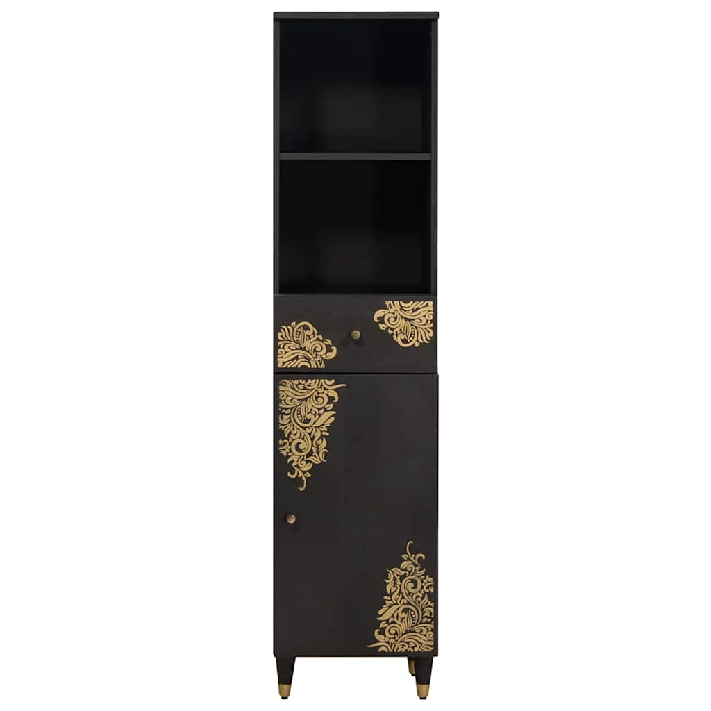 Sideboard Schwarz 38 x 33 x 160 cm Massivholz Mango