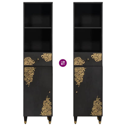 Sideboard Schwarz 38 x 33 x 160 cm Massivholz Mango