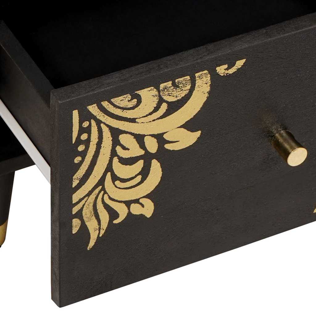 Sideboard mit Regal Schwarz 40 x 33 x 75 cm Massivholz Mango