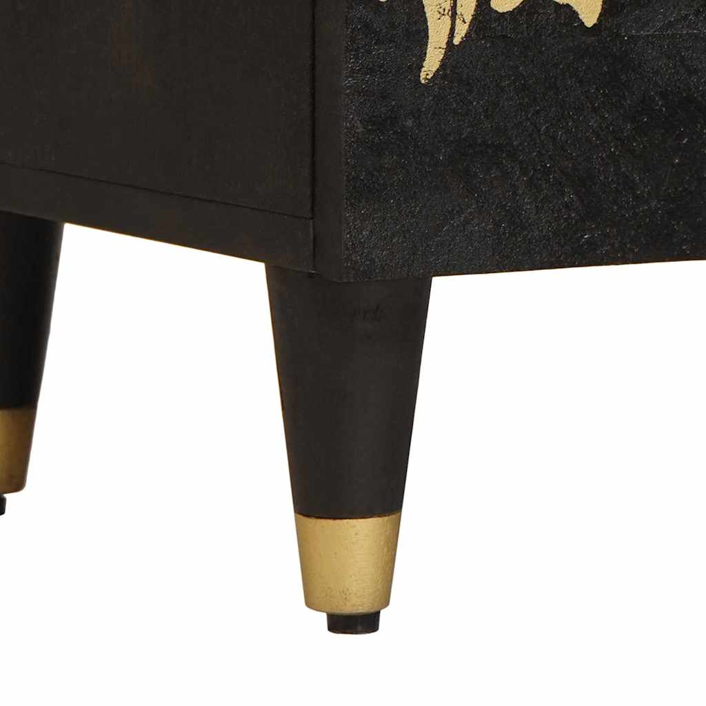 Sideboard mit Regal Schwarz 40 x 33 x 75 cm Massivholz Mango