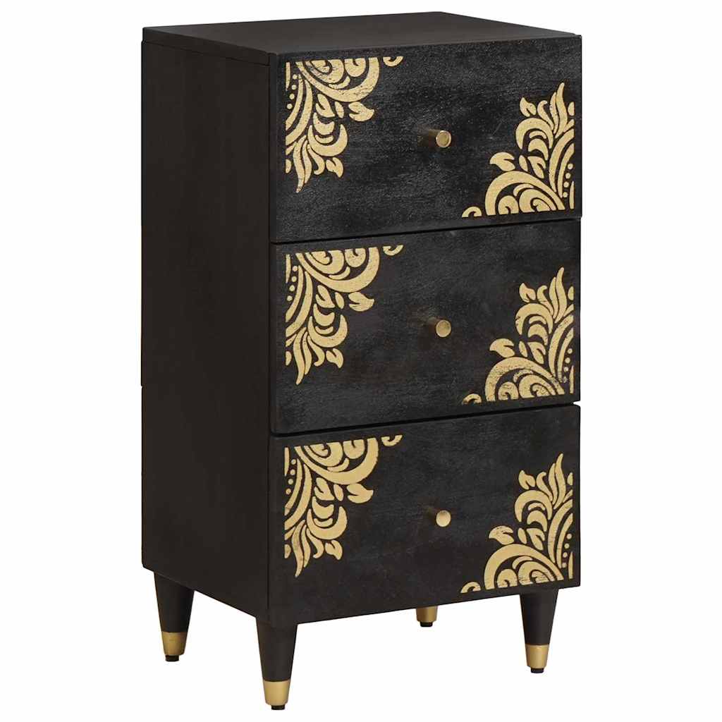 Sideboard mit Regal Schwarz 40 x 33 x 75 cm Massivholz Mango