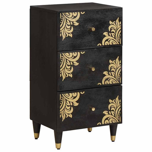 Sideboard mit Regal Schwarz 40 x 33 x 75 cm Massivholz Mango