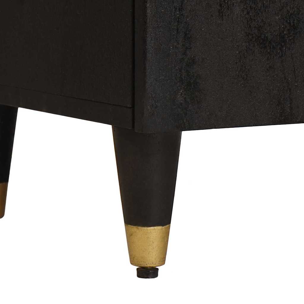 Sideboard mit Regal Schwarz 40 x 33 x 75 cm Massivholz Mango