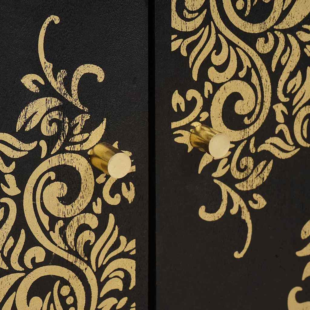 Sideboard mit Regal Schwarz 60 x 33 x 75 cm Massivholz Mango