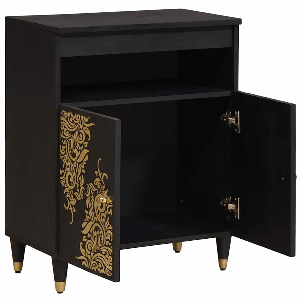 Sideboard mit Regal Schwarz 60 x 33 x 75 cm Massivholz Mango