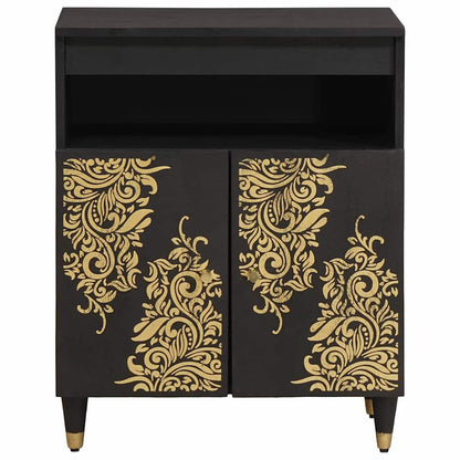 Sideboard mit Regal Schwarz 60 x 33 x 75 cm Massivholz Mango