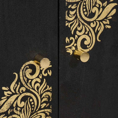 Sideboard mit Regal Schwarz 60 x 33 x 75 cm Massivholz Mango