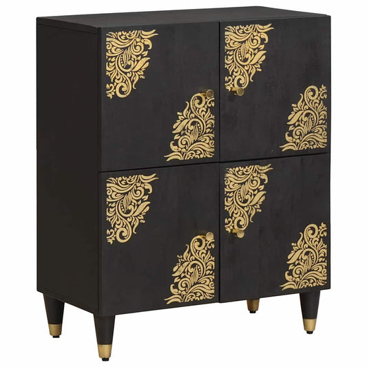 Sideboard mit Regal Schwarz 60 x 33 x 75 cm Massivholz Mango