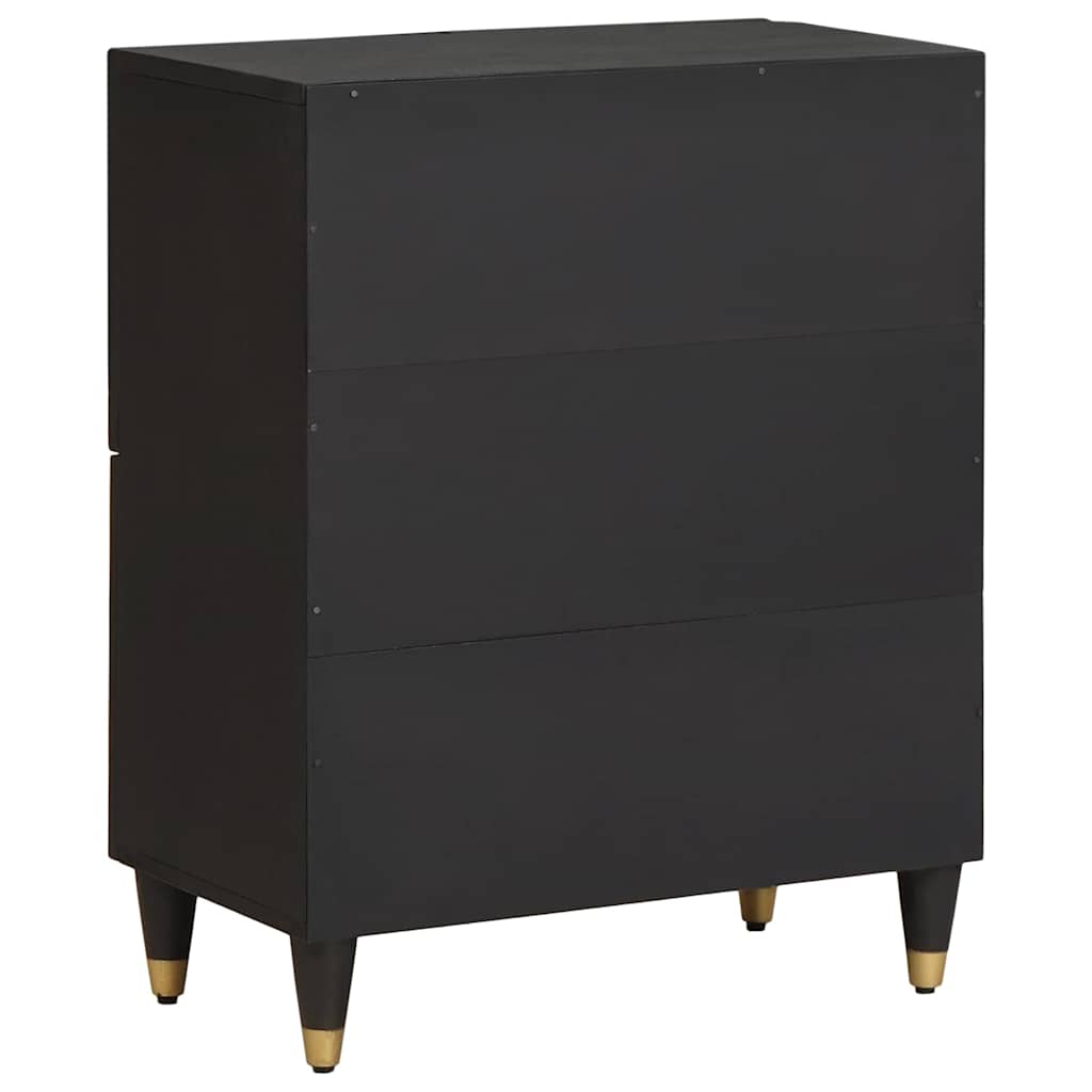 Sideboard mit Regal Schwarz 60 x 33 x 75 cm Massivholz Mango