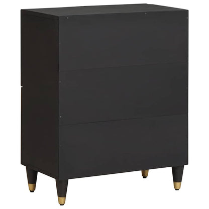 Sideboard mit Regal Schwarz 60 x 33 x 75 cm Massivholz Mango