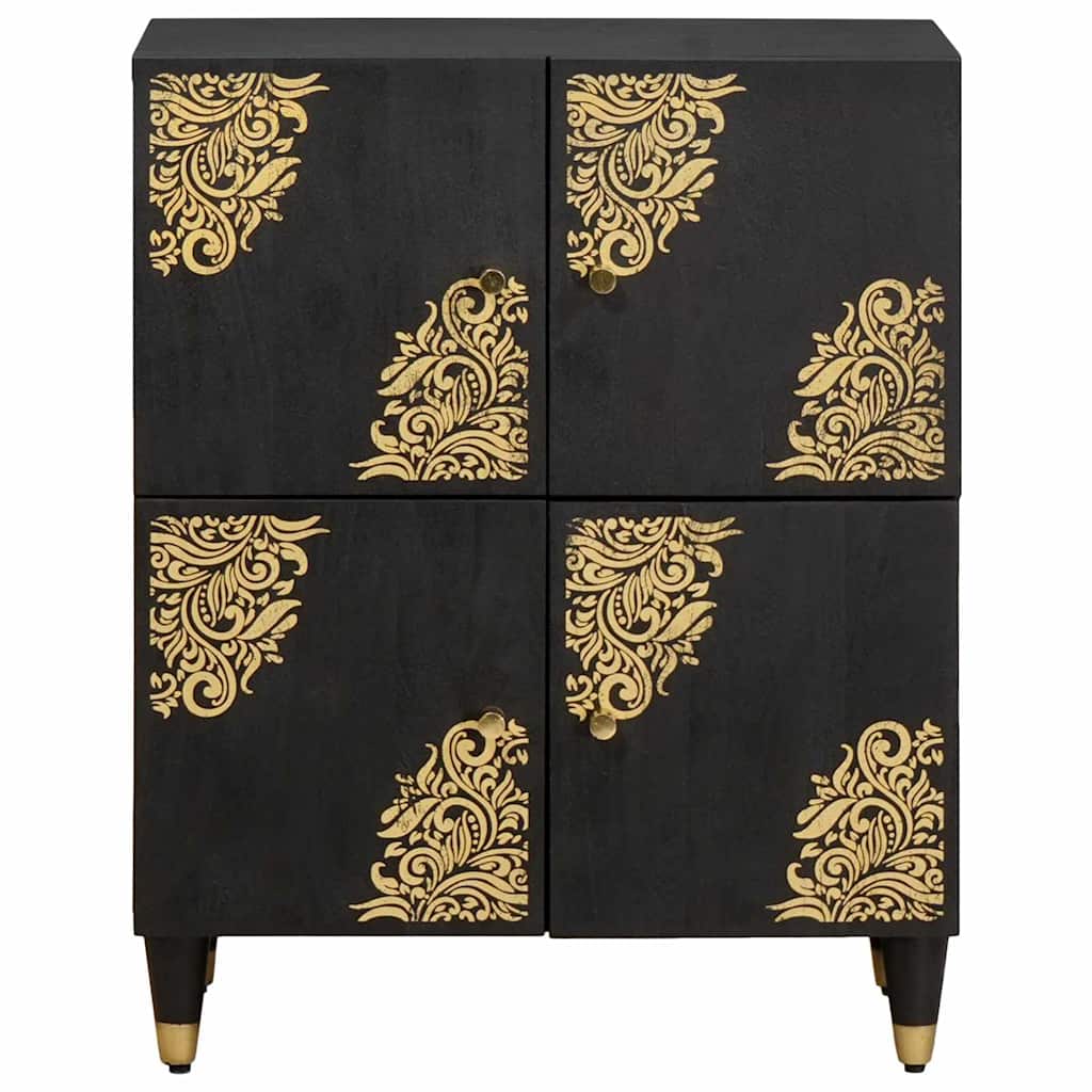 Sideboard mit Regal Schwarz 60 x 33 x 75 cm Massivholz Mango