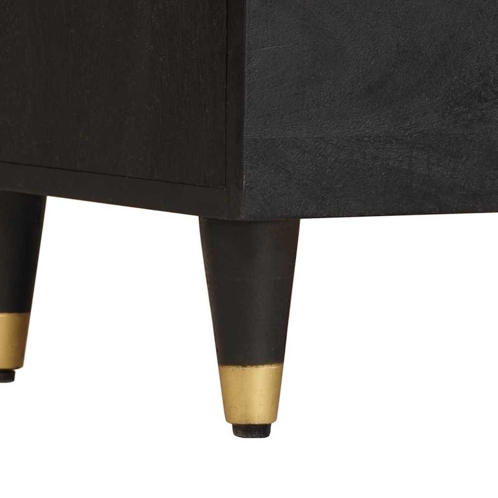 Sideboard mit Regal Schwarz 80 x 33 x 75 cm Massivholz Mango