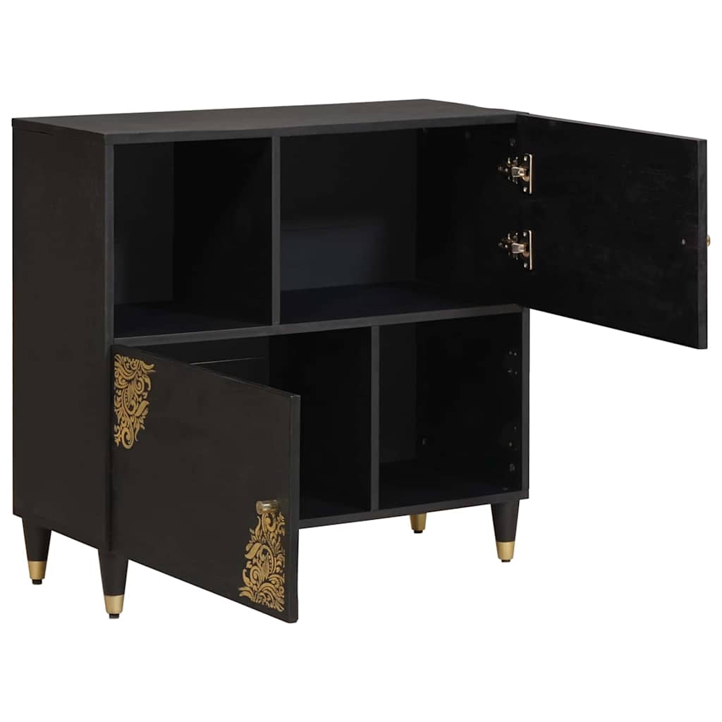 Sideboard mit Regal Schwarz 80 x 33 x 75 cm Massivholz Mango