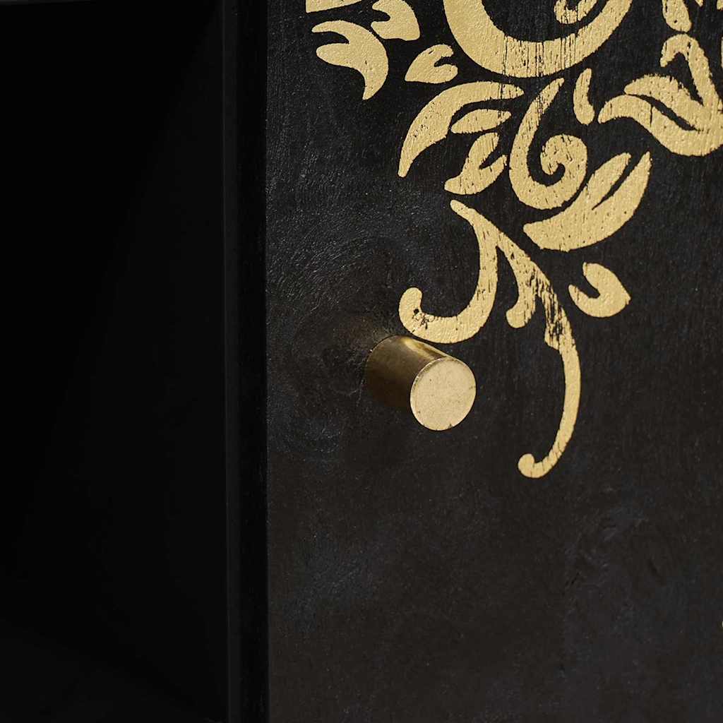 Sideboard mit Regal Schwarz 90 x 33 x 75 cm Massivholz Mango