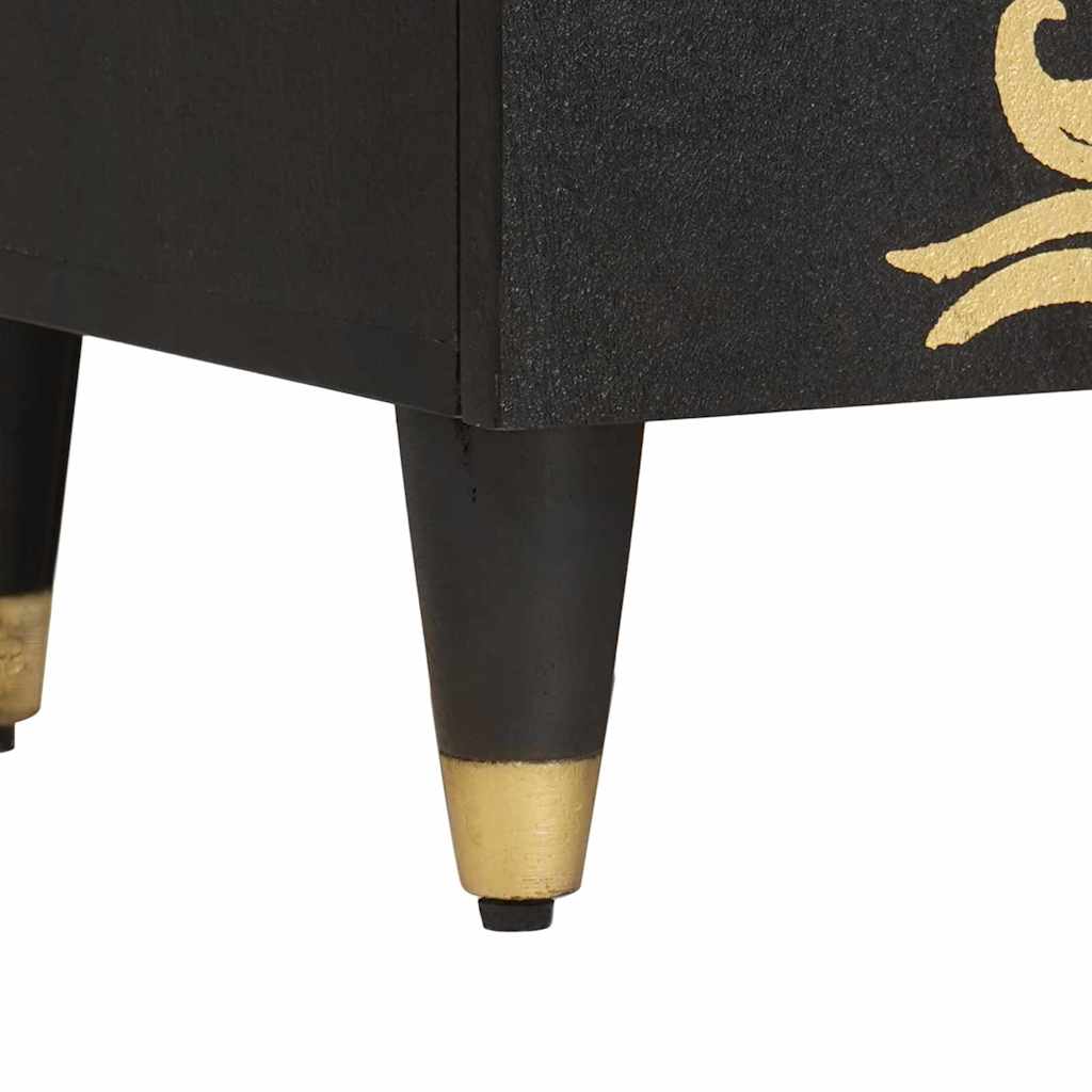 Sideboard mit Regal Schwarz 90 x 33 x 75 cm Massivholz Mango