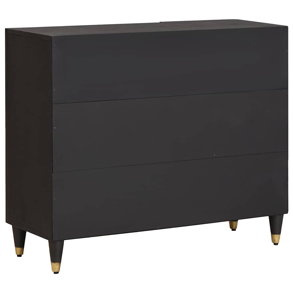 Sideboard mit Regal Schwarz 90 x 33 x 75 cm Massivholz Mango