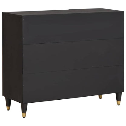 Sideboard mit Regal Schwarz 90 x 33 x 75 cm Massivholz Mango