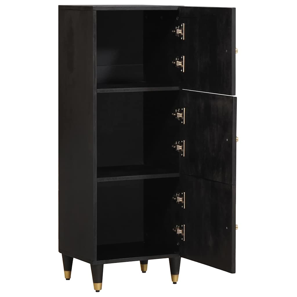 Highboard mit Regal Schwarz 40 x 33 x 110 cm Massivholz Mango