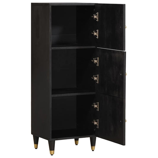 Highboard mit Regal Schwarz 40 x 33 x 110 cm Massivholz Mango