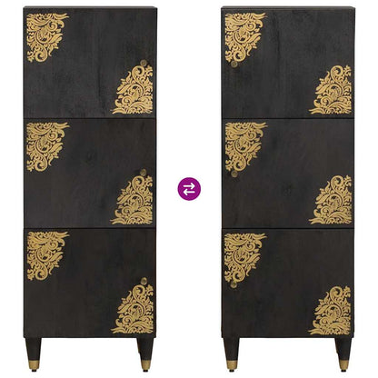 Highboard mit Regal Schwarz 40 x 33 x 110 cm Massivholz Mango