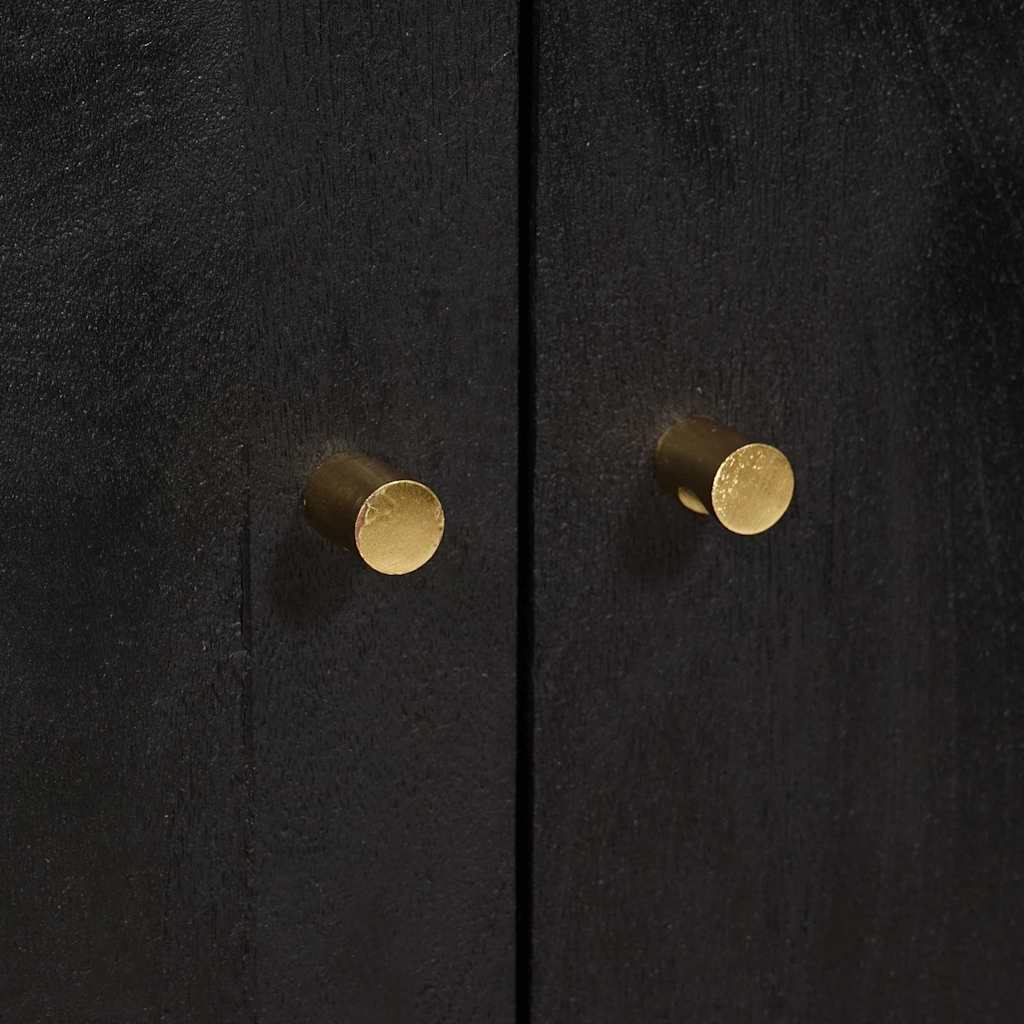 Highboard mit Regal Schwarz 60 x 33 x 100 cm Massivholz Mango