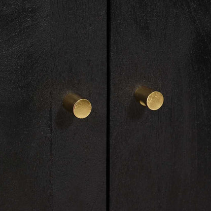 Highboard mit Regal Schwarz 60 x 33 x 100 cm Massivholz Mango