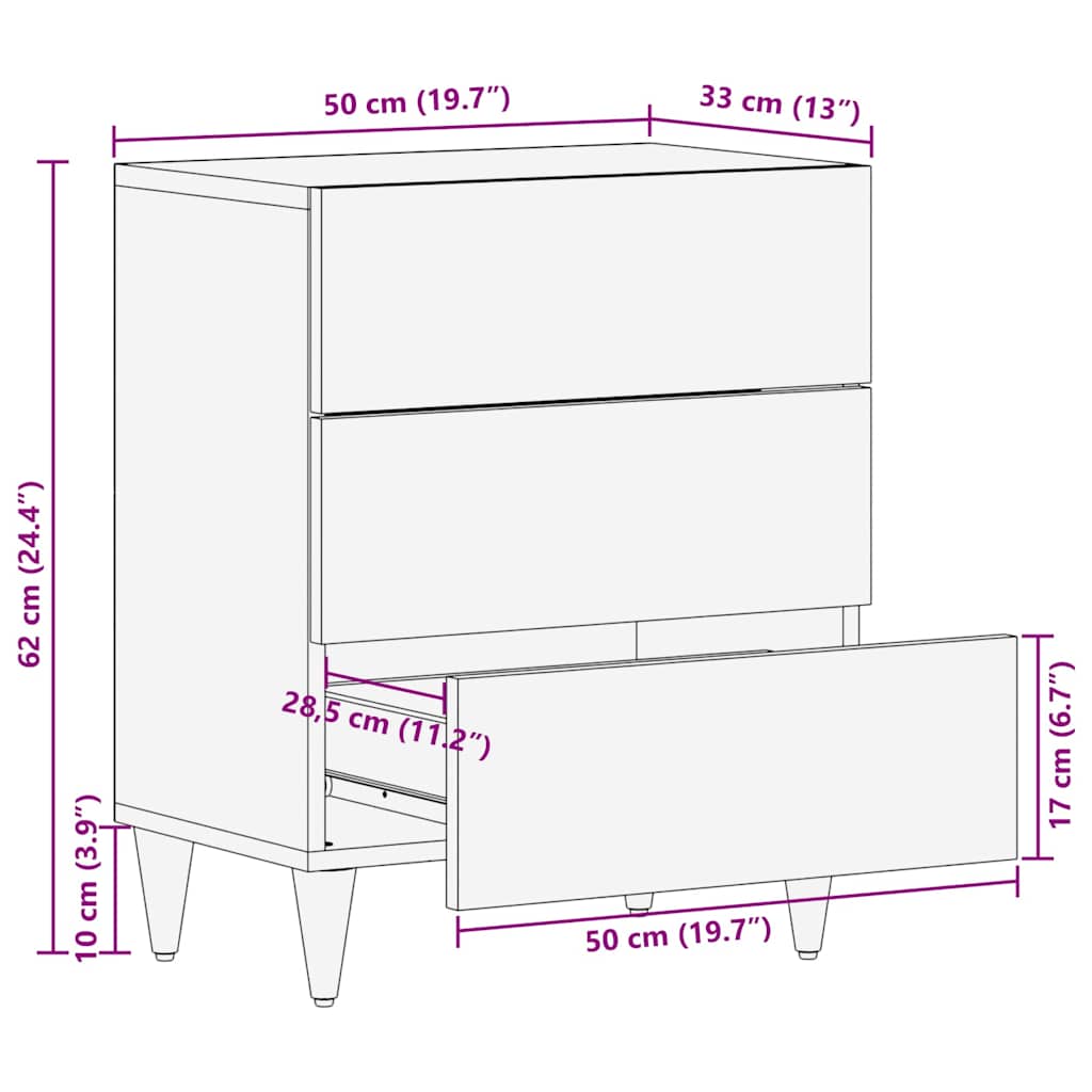 Nachttische Braun 50 x 33 x 60 cm Rohr und massives Mangoholz