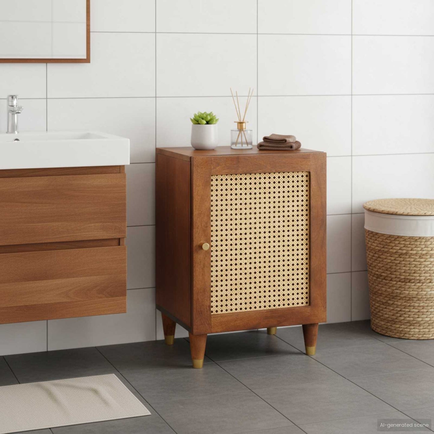 Badezimmerschrank mit Tür Braun 38 x 33,5 x 58 cm Holzwerkstoff