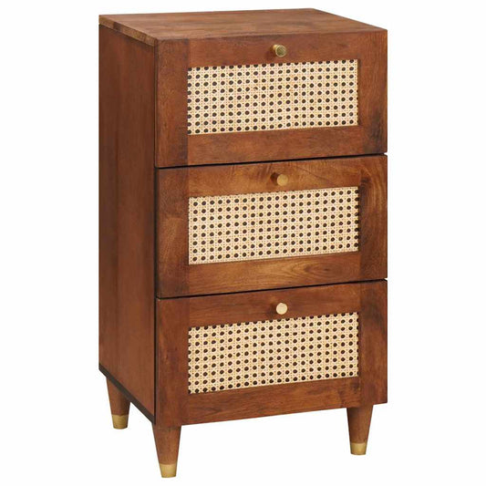 Sideboard Braun 40 x 33.5 x 75 cm Rohr und massives Mangoholz