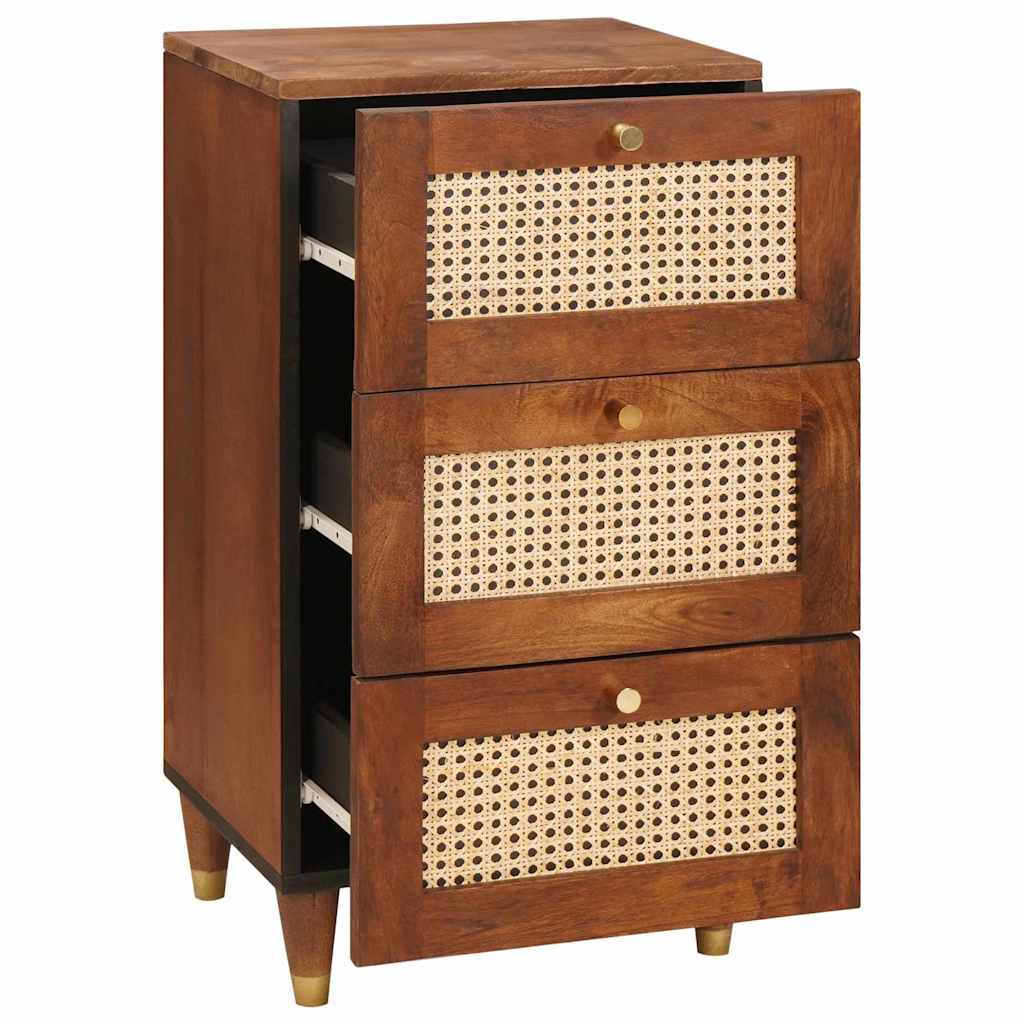 Sideboard Braun 40 x 33.5 x 75 cm Rohr und massives Mangoholz