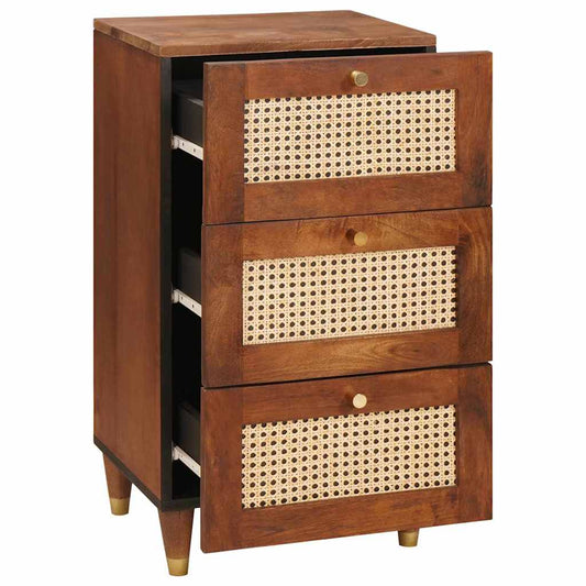 Sideboard Braun 40 x 33.5 x 75 cm Rohr und massives Mangoholz